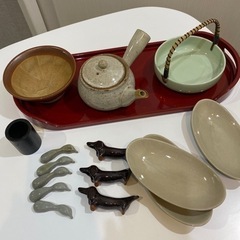キッチン小物セット　漆盆　片手急須　香もの器　デザート皿　すり鉢...