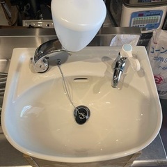 ②ほぼ未使用 INAX イナックス 手洗い器セット 保健所対応レバー蛇口交換済