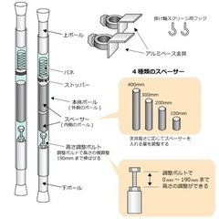 ホームシアタースクリーン設置用突っ張りポール