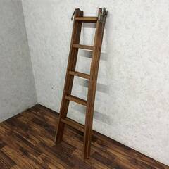 🔷🔶🔷WY4/9 希少 木製 脚立 梯子 5尺 5段 アメリカ 英国 ヴィンテージ アンティーク ディスプレイ 店舗什器 レトロ 古道具 古家具 〇🔷🔶🔷