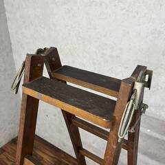 🔷🔶🔷WY4/9 希少 木製 脚立 梯子 5尺 5段 アメリカ 英国 ヴィンテージ アンティーク ディスプレイ 店舗什器 レトロ 古道具 古家具 〇🔷🔶🔷