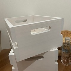 木製ボックス　アンティークホワイト　2個セット