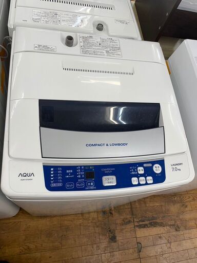 洗濯機　No.6380　AQUA　7kg　2012年製　AQW-S70A(W)　※排水ホース欠品　【リサイクルショップどりーむ鹿大前店】