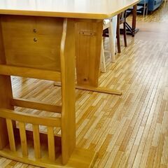 ★ジモティ割あり★  ダイニングテーブルセット ナチュラル H70×D75×W90～120 クリーニング済み YJ214 ☆ジモティ割あり☆ ダイニングテーブルセット ナチュラル H70×D75×W90