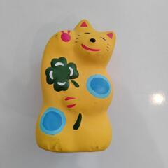 【お話し中】招き猫　黄色　輪葉葉本舗