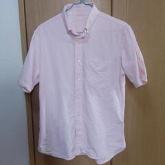 GU 半袖シャツ ボタンダウンシャツ Sサイズ ピンクストライプ...