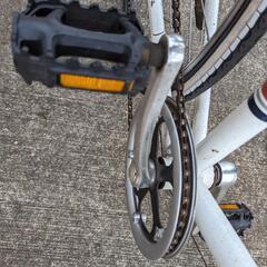 RENAULT ルノー　クロスバイク　ホワイト (説明書、泥除け、充電式ライト、ワイヤーロック式鍵付属)