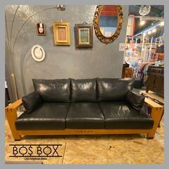 BOSCO ボスコ 本革 レザー ３Pソファ 北欧風 シック●E061G013