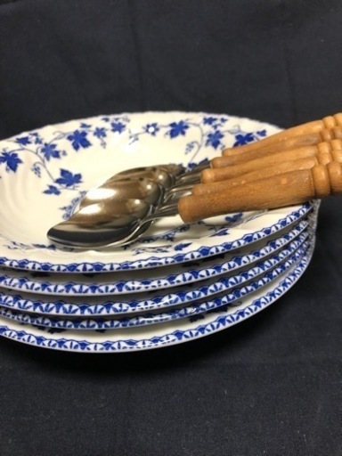  BLUE  YAMATSU JAPAN お皿スプーン5セット