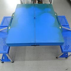 【恵庭】アウトドアテーブル　折り畳みテーブル　ピクニック　ブルー...