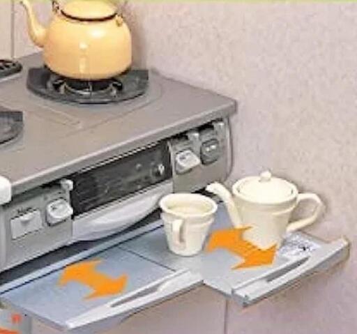 ガスレンジテーブル 引き出し シルバー