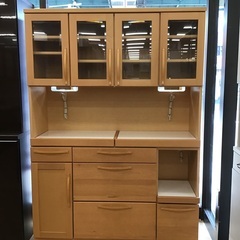 ☆ジモティ割あり☆ 松田家具 食器棚 ブラウン H206×W89×D49 