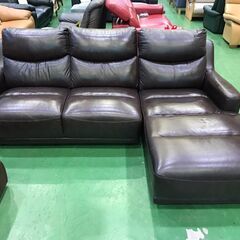【愛品館八千代店】本革　カウチソファ　DBR