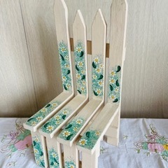 トールペイント付き★木製ミニチュア椅子