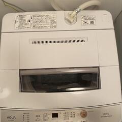 無料　AQUA製洗濯機 AQW-S6M(W)  美品21年製　　