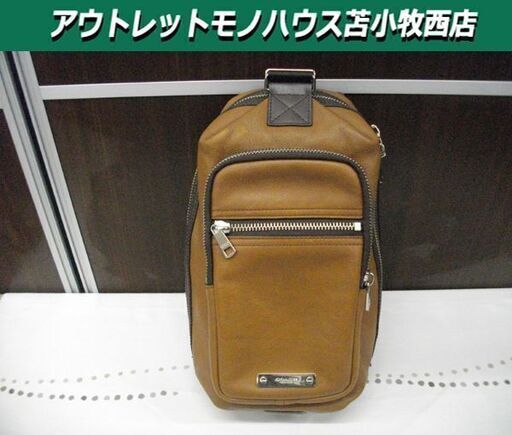 本物 コーチ トンプソン ボディバッグ 71185 レザー ブラウン 斜め掛け メンズ COACH ディパック 苫小牧西店