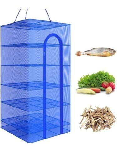 【新品】干物 ネット干し網 ３段 魚 野菜 食器 干網 万能 ハンギングドライネット (50*50*95CM)