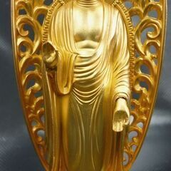 ☆阿弥陀如来立像 高さ155mm 仏像 金色 牧田秀雲 来迎形式 極楽浄土 札幌 北20条店