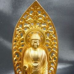 ☆阿弥陀如来立像 高さ155mm 仏像 金色 牧田秀雲 来迎形式 極楽浄土 札幌 北20条店