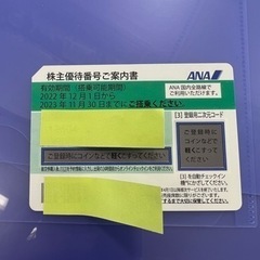 ANA 株主優待　番号通知可　1枚3900円　2枚あります。