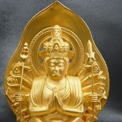 ☆千手観音菩薩 高さ150mm 仏像 金色 牧田秀雲 観音菩薩 千手