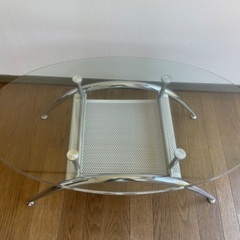 【ネット決済】ガラステーブル　ミニテーブル　座卓　楕円形