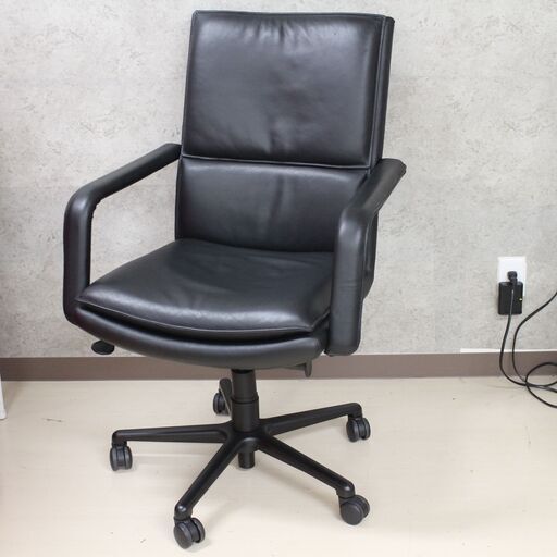 S594)【美品/参考48万】KEILHAUER/キールハワー Elite/エリート 597-5 ミッドバックチェア 総革 レザー オフィスチェア 椅子