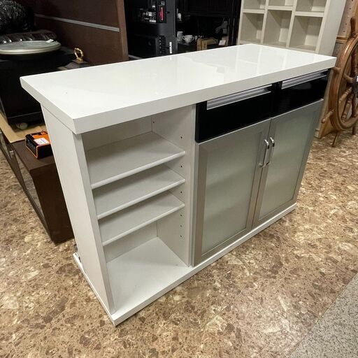 ニトリ バーカウンター 収納付き キッチン 食器棚 W120×D52×H86cm 札幌 東区