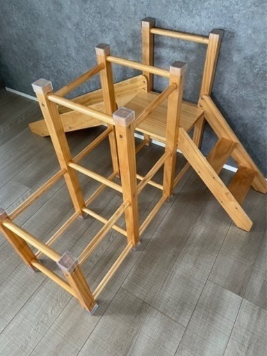 木製ジャングルジム　すべり台つき