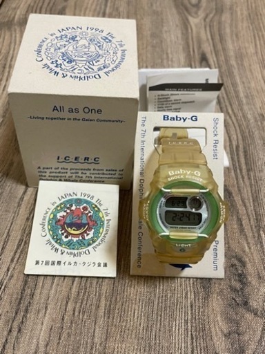 [希少:未使用保管品/稼働]CASIO BABY-G THE 7TH DOLPHIN\u0026WHALE CONFERENCE BG-370