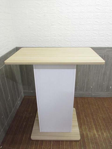 ss5257　カウンターテーブル　ホワイト×ナチュラル　幅85cm　ダイニングテーブル　2人掛け　コンパクト　白　棚付き　カフェテーブル　バーテーブル　ハイテーブル　受付台
