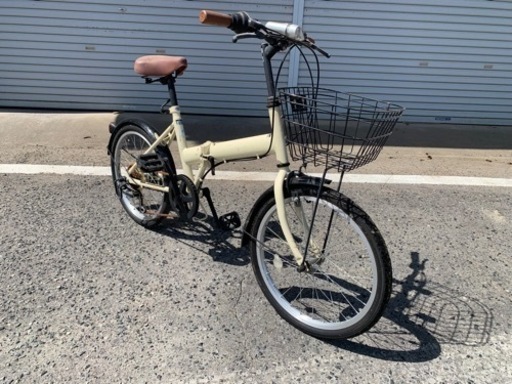 折りたたみ自転車　20インチ　クリーム