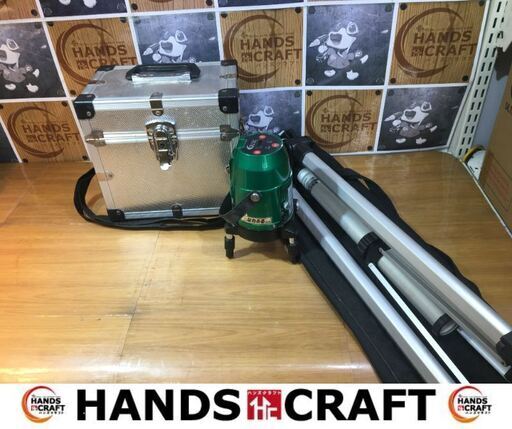 テクノ　LTK-GR111　グリーンレーザー　中古品　単三電池ｘ3使用　三脚/受光器/クリップ/ケース付き　【ハンズクラフト宜野湾店】