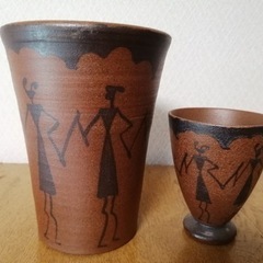 有田焼◇陶器製の花瓶とアルコールグラスのセット