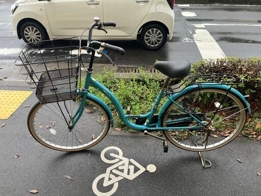 【リサイクルショップどりーむ鹿大前店】No.914　自転車　ママチャリ　26インチ　水色　ベル付き　ライト付き　荷台付き　16580SA