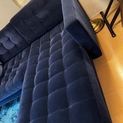 LANDSKRONA ランズクローナ 4人掛けソファ 寝椅子付き ジューパルプ ダークブルー/メタル