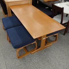 【4人掛けダイニングセット】4人掛けダイニングセット 無印良品 良品計画 テーブルセット ベンチ:ナチュラル×ネイビー