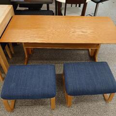 【4人掛けダイニングセット】4人掛けダイニングセット 無印良品 良品計画 テーブルセット ベンチ:ナチュラル×ネイビー