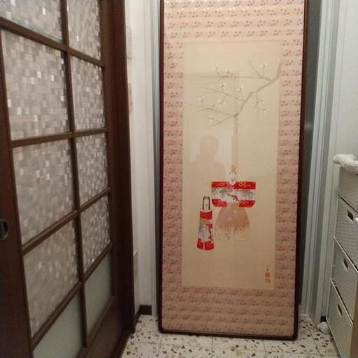 大型額装絵画    上村松園   春ひいなの図