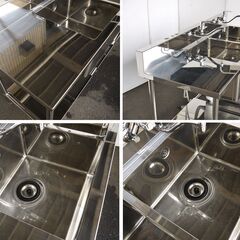 ジモ取引終了11/12】≪yt731ジ≫ ステンレス製 作業台付2槽