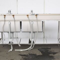 ジモ取引終了11/12】≪yt731ジ≫ ステンレス製 作業台付2槽