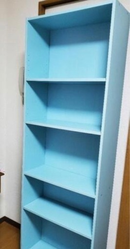美品】IKEA GERSBY ゲルスビー 本棚 シェルフ 水色 (にゃんすけ