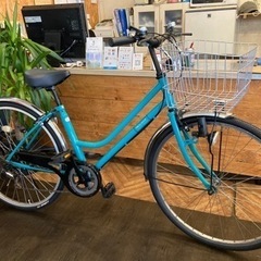 前後タイヤ・後輪チューブ新品！】6段変速 26インチ自転車 ターコイズ