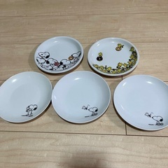 スヌーピー　丸皿　ホワイト　5枚