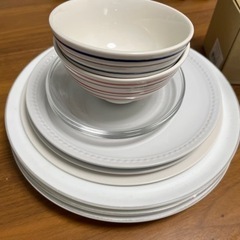 食器　大皿　ガラス皿セット　茶碗