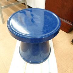 陶器 スツール 椅子 焼き物 置き物 ガーデン 青