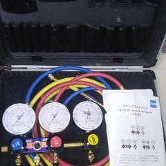 エアコンタスコ スリーゲージマニホールドキット高圧低圧真空計TA122-3G