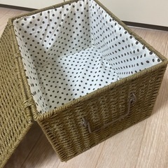 ラタン収納ボックス　ブラウン　北欧家具