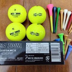 新品ゴルフボール USA TOUR イエロー4球 ＋ 中古ボール...