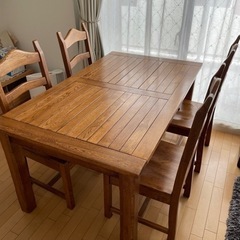 ダイニングテーブル チェア5点セット 補助テーブル付き